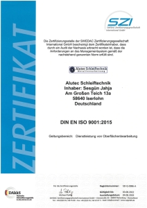 Zertifikat | Alutec Schleiftechnik